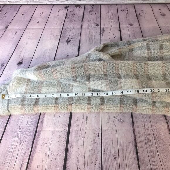 Anthropologie Pilcro Eliza Cream Plaid Sweater Longline Jacket Coat Shacket L - Picture 12 of 12